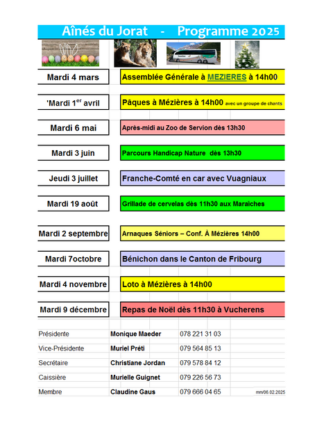 Ainés du Jorat 25 - Programme Ainés du Jorat 25 - Programme