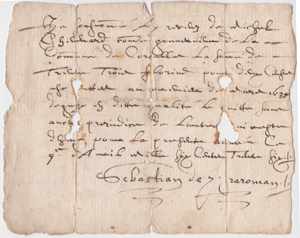 Corcelles document - 1536, Sébastian de Proroman