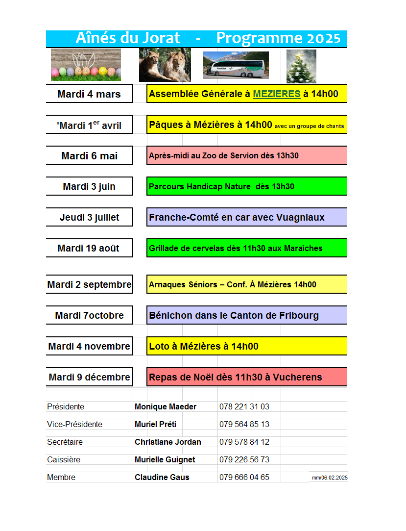 Ainés du Jorat 25 - Programme Ainés du Jorat 25 - Programme